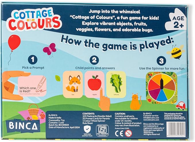 Cottage of Colours Flash Cards for Toddlers, Educational Montessori Toys, Preschool Classroom Must Haves with a Color Wheel Spinner, Explore Fruits, Vegetables, Bugs Birthday Gifts for Kids 2,3,4 Yrs