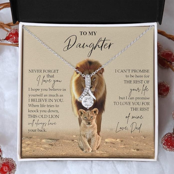 To My Daughter Gift Necklace From Dad or Mom - Badass Daughter Jewelry With Heartfelt Message & Elegant Box