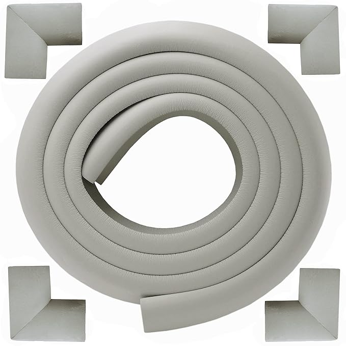 M2cbridge L Shape Extra Thick Furniture Table Edge Protectors Foam Baby Safety Bumper Guard 6.5 Ft (Grey with 4 Corners)