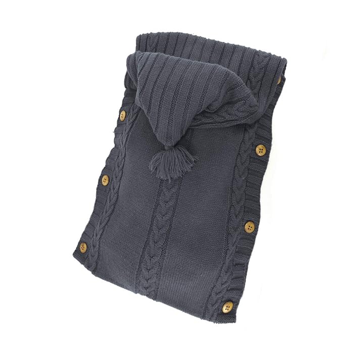 XMWEALTHY Newborn Baby Wrap Swaddle Blanket Knit Sleeping Bag Receiving Blankets Stroller Wrap for Baby(Black Grey) (0-6 Month)