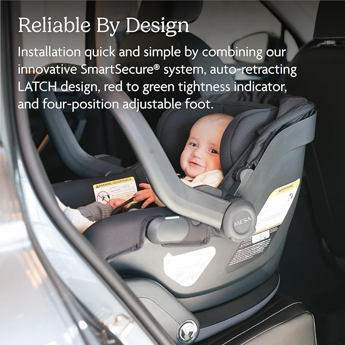 UPPAbaby Mesa V3 Infant Car Seat - Easy Installation + SmartSecure Technology - Attaches to Stroller | Base + Infant Insert Included - Jake (Charcoal)