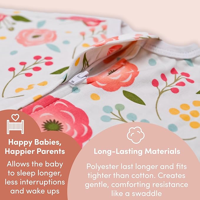 SleepingBaby Zipadee-Zip Transition Swaddle (Pretty Poppy, X-Small for 3-6 Months) and Snuggle Strap (Grey, One Size) - Wearable Baby Blanket and Accessory for Easy Diaper Changes - Polyester, Spandex