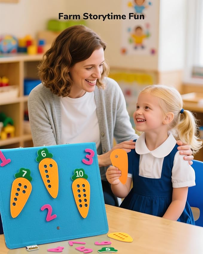 CHEFAN Felt Letters & Numbers Learning Toy, Color Match Shape Sorter Game, Montessori ABC Learning Activities for Preschool Kids, Toddler Felt Board Set (3+ Years)
