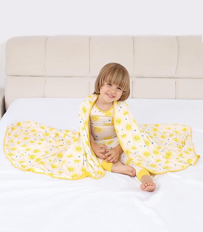 Premium Baby Blanket, Stretchy Quilt for Kid, Soft Crib Bedding for Newborn Baby and Toddler, Nursery Blanket for Boys and Girls, Viscose Made from Bamboo, 50'' x 50'' Sun