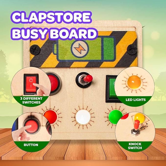 Toys Busy Board Spark Switch & Mini Switch Combo, Sensory Montessori Toy for Toddlers 1-6 Years, Soft Lighting for Hand-Eye Coordination, Educational Travel Toy for Boys & Girls