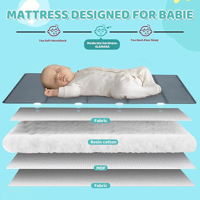 SIMPLGIRL Bedside Bassinet for Baby, 4 in 1 Pack n Play Bassinet Bedside Sleeper Baby Crib with Mosquito Net,Toys & Music Box, Mattress, Foldable Playard for Newborn to Toddles