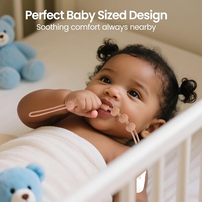 6 Pack Silicone Pacifier Clip with One-Piece Design for Baby Boys and Girls, BPA Free Soft Flexible Binky Clips with Texture for Baby Essentials