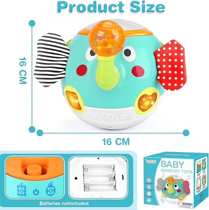 Crawling Toys - Baby Toys 6-12 Months, Elephant Musical Toy with Lights & Sounds, Interactive Learning Baby Crawling Toys for Motor Skills Development, Sensory Toys for Boys Girls, Christmas Birthday