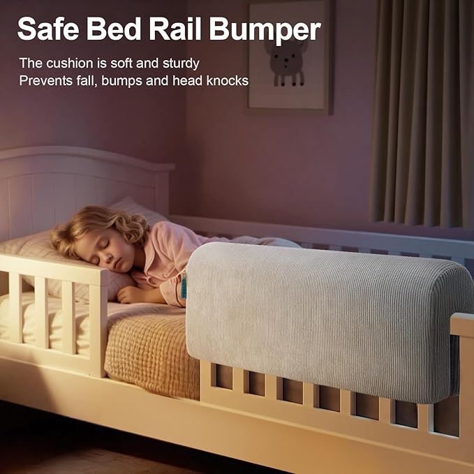 Bed Rail Bumpers Protector, Hospital Bed Rails Padding, Loft Beds and Bunk Beds Bumpers Protector, Premium Soft Memory Foam - Anti-Bump | Fall Prevention, 70x14x20cm, Gray
