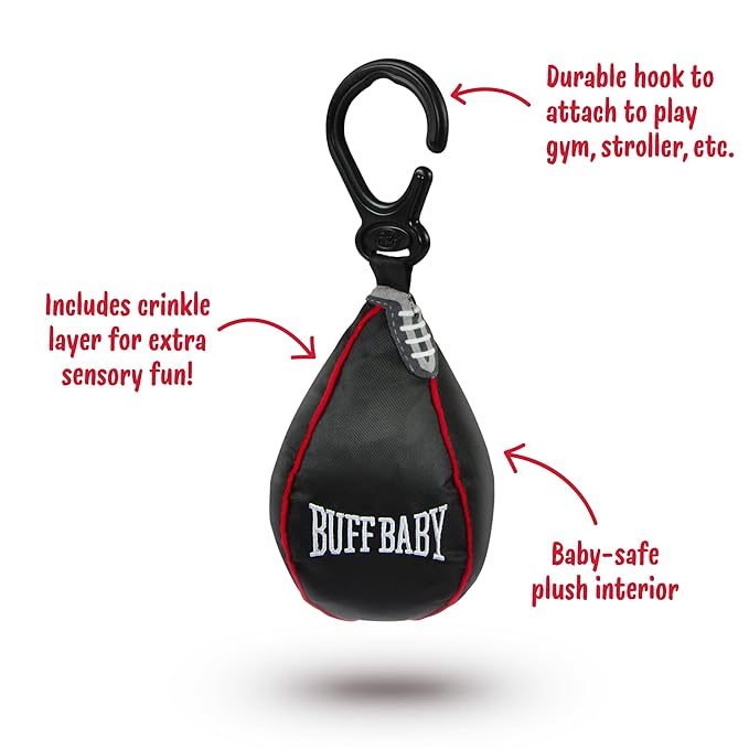 Genuine Fred BUFF BABY Speed Bag Crinkle Toy, Hanging Toy for Play Gym and Stroller, Engaging and Sensory Rich Toy, Fun Gift for Fitness Enthusiast and New Parents, Unique Gift