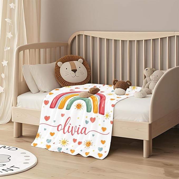 Ship Next Day, Personalized Baby Blanket for Boys Girls - Printed in USA, Custom Baby Blanket with Name Super Soft Plush Flannel, Easter Christmas Brithday Gifts for Baby Shower Kids Toddlers Newborn