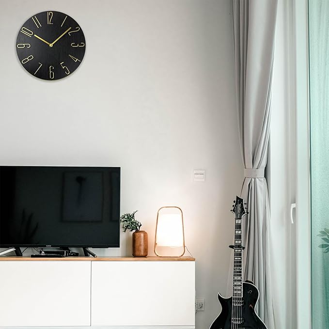 Faupugh 12 inch Wall Clock, Silent Wall Clock, Wall Clocks Battery Operated, Suitable for Home, Office, School, Kitchen, Bedroom, Living Room (Without Second Hand)