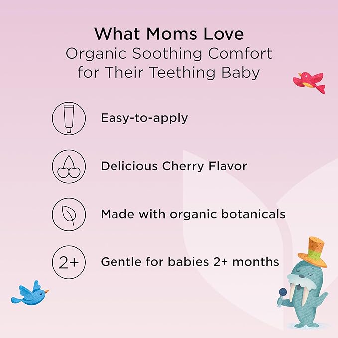 Hyland's Baby Organic Day Oral Soothing Gel, with Chamomile, Calendula, and Fennel, Cooling Gel for Oral Discomfort, Easy-to-Apply, Ages 2 Months and Up, 0.53 Ounce