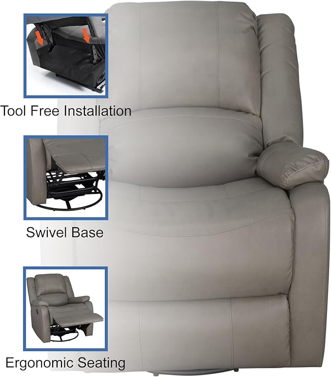 RecPro Charles Collection | 30" Swivel Glider RV Recliner | RV Living Room (Slideout) Chair | RV Furniture | Glider Chair (Putty, 1-Pack)