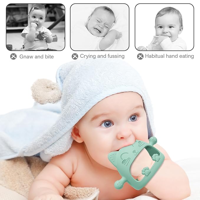2 Pack Baby Teether Toys - Silicone Chew Toys for 0-6 Months, Never Drop Pacifiers for Teething Relief - Ideal Baby Shower Gifts