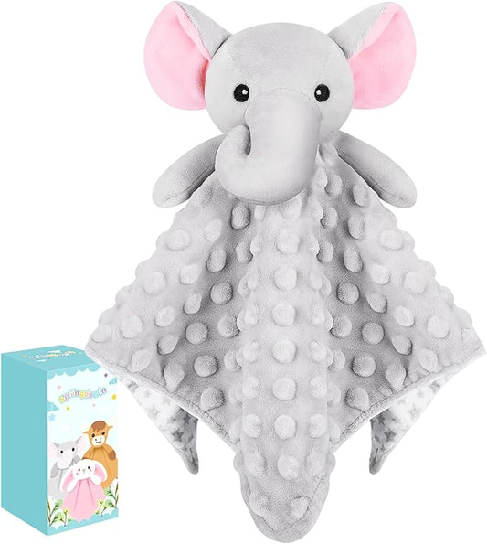 Loveys for Babies,Soft Baby Security Blanket for Newborn Infant Toddler Snuggle Toy Stuffed Animal,Lovey Elephant Security Blankets Baby Unisex Gifts(Gray Elephant,12.4in)