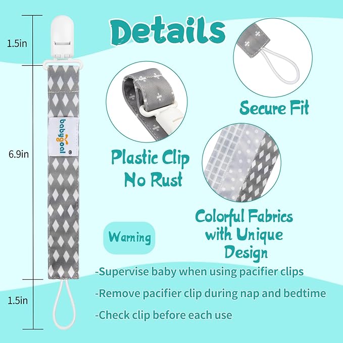 Babygoal Neutral Pacifier Clips, 3 Pack Binky Paci Holder and Leash for Boys and Girls Fits for Most Pacifier, Binkie Styles & Baby Teethers & Toys and Gift PS06
