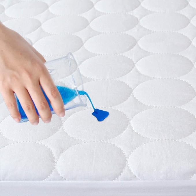 Pack and Play Mattress Cover Waterproof 2 Pack, Quilted Pack and Play Mattress Pad Fitted Fits for Graco Pack n Play Playard Mattress/Playpen Mattress, White&Gray, 39" x 27"