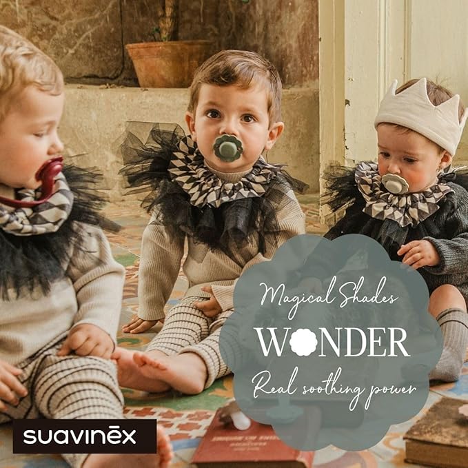Suavinex Wonder Baby Pacifier, SX Pro Silicone Nipple, Reversible, Non Irritating Shield Design, 2Pk Pacifiers 6-18 Months, Made in Europe, Lavender/Mauve