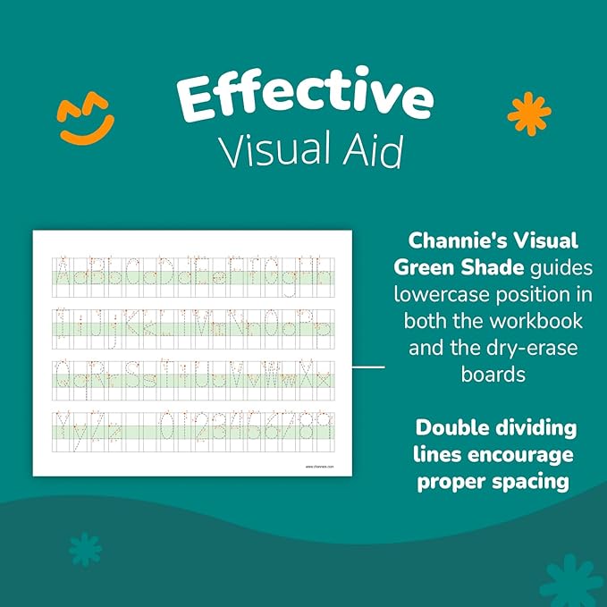Channie’s Easy Peasy Alphabet Handwriting Workbook + 2 Easy Peasy Dry-Erase Neat Numbers & Letters Tracing Magnetic Boards for Pre-K - 1st Grade, Homeschool Learning & Summer School Teaching Supplies