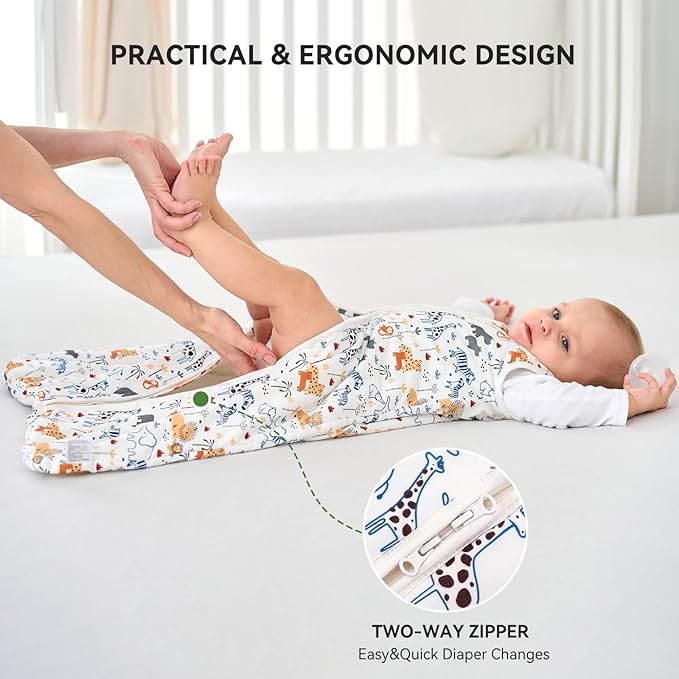 Baby Sleep Sack 0-6 Months Rayon Made From Bamboo 1.0 Tog Soft Wearable Blanket Baby Sleeping Bag for Infant Newborn 2-Way Zipper Toddler Sleep Sacks