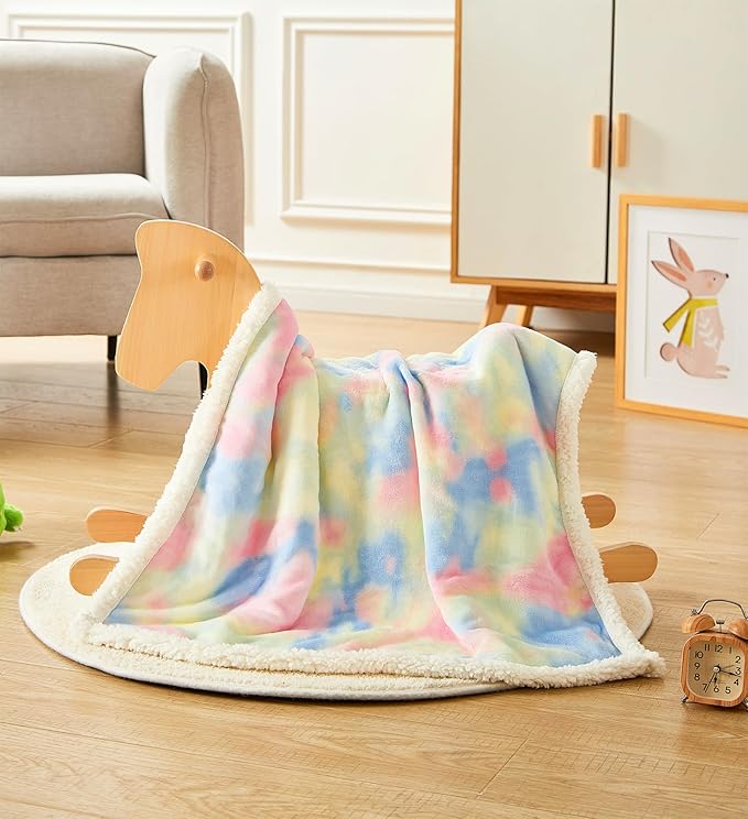 Cute Cozy Fluffy Warm Baby Blanket 30" x 40"for Boys Infants Toddlers' Bedding Crib Cot Stroller, Baby Shower Birthday Newborn's Gift (Tie Dye Colored)