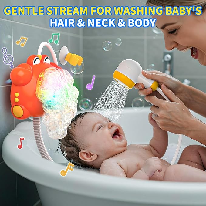 Bath Toys Shower Head for 1-3: Baby Kids 4-8 Months,Light up Bubble Machine for Toddlers 2-4,Pool Shower Musical Games,Gift Ideas of Birthday Chritmas,Bathtub Bubble Maker for Babies 6-12 Months