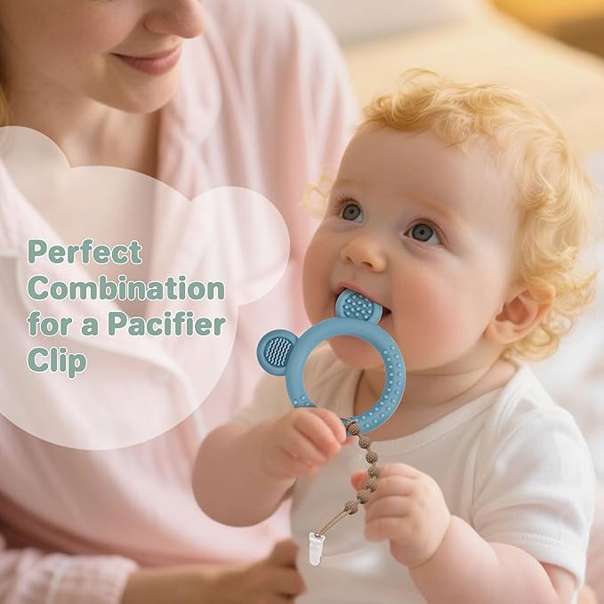 3 Pack BabyTeething Toys, Teethers for Babies 3-6 6-12 Months, BPA Free Teething Relief Easy to Hold, Silicone Teether Toys for Baby Essentials