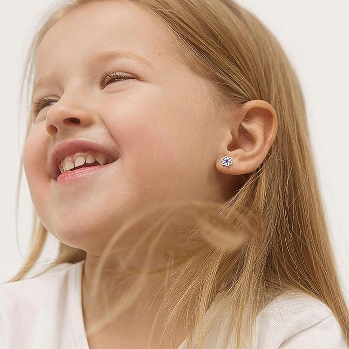 6 Pairs Huggie Hoop Earrings 925 Sterling Silver Stud Sets Cute Heart Hoops Tiny Cubic Zirconia Flower Stud Small Hypoallergenic Cartilage Sleeper Earrings