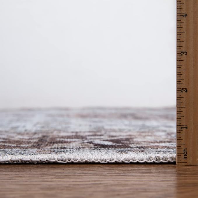 Bloom Rugs Caria Washable Non-Slip 10 ft Runner - Beige/Brown Traditional Runner for Entryway, Hallway, Bathroom, and Kitchen - Exact Size: 2'6" x 10'