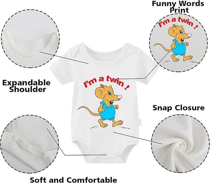 YSCULBUTOL Baby Twins Bodysuit Perfect Together Best Friend Newborn Romper Toddler Unisex Twin Outfit