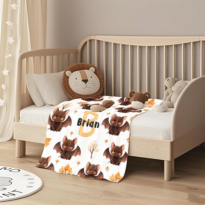 Ship Next Day, Personalized Halloween Blanket for Boys Girls - Printed in USA, Custom Baby Blanket with Name Super Soft Plush Flannel, Halloween Decor Christmas Brithday Gifts for Kids Toddlers