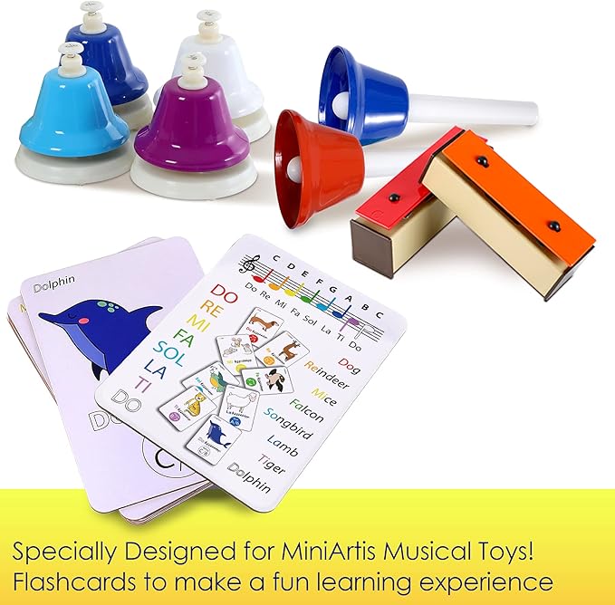 MINIARTIS Musical Flash Cards for Kids | Learning Notes Reading | Educational Color Coded Music Note Theory Flashcards for Beginning Students | Large Size Cards