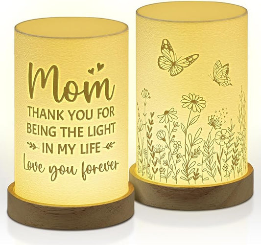 Afterprints Birthday Gifts for Mom 3D Printed Night Light, Mom Gifts from Daughter Son, Best Gift for Mother on Christmas, Thanksgiving, Table Lamp with Floral & Butterfly Design