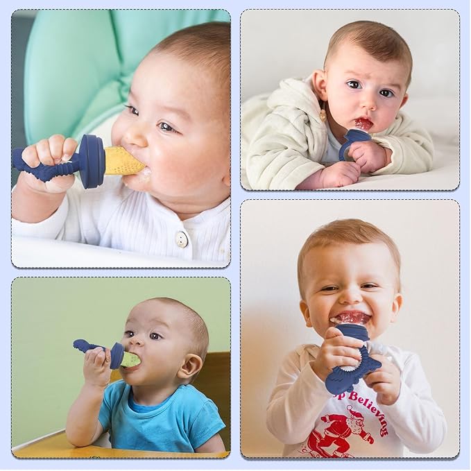 Baby Breastmilk Popsicle Molds & Baby Fruit Feeder Pacifier, Silicone Baby Food Freezer Tray Storage Containers for Infant Teething Self Feeding (1 Set)