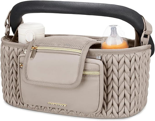 mommore Stroller Organizer with Insulated Cup Holders, Adjustable Stroller Caddy with Detachable Phone Bag, Stroller Accessories Fits for Uppababy, Doona, Jogger, Britax, Mompush, Bob