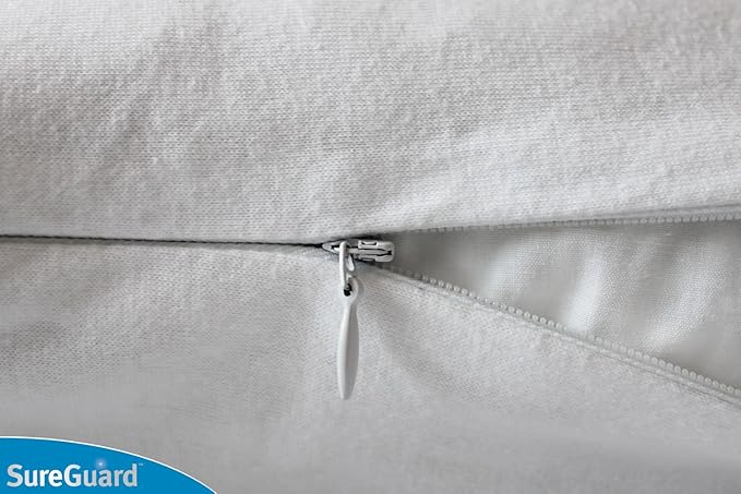 Set of 2 Body Size SureGuard Pillow Protectors - 100% Waterproof, Bed Bug Proof, Hypoallergenic - Premium Zippered Cotton Covers - Smooth