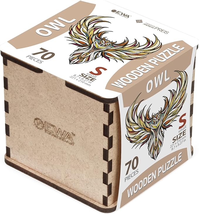 EWA Home Décor – Owl Small 70 Pieces – Wooden Jigsaw Puzzle for Adults – Perfect for Artistic Home Decoration and Mindful Relaxation