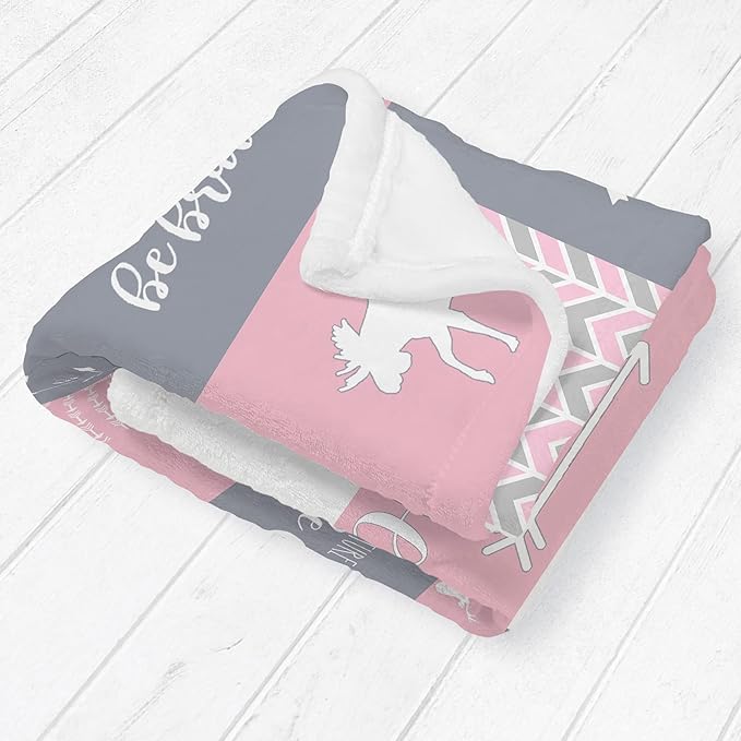 Pink Woodland Personalized Throw Blanket - Personalized Kids Blankets for Girls-Custom Throw Blankets- Woodland Nursery Décor - Pink Blankets