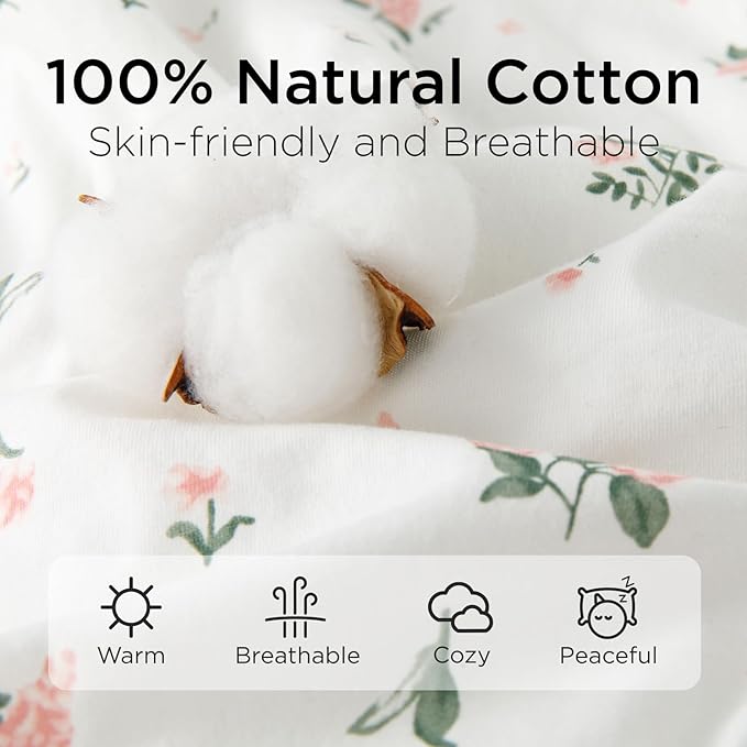 Duomiaomiao 1.5 TOG Baby Sleep Sack 100% Cotton Four Season Baby Wearable Blanket, Breathable Comfy Toddler Sleeping Sack