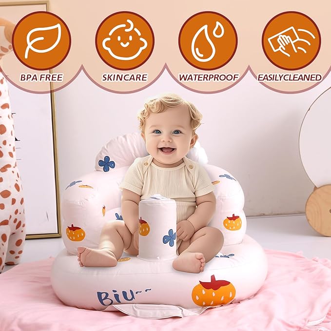 Coolcandy Inflatable Baby Seat for 3-36 Months, Toddler Baby Chair Built-in Air Pump, Supportive Sit-Up Chair, Portable & Load-Capable, Ideal for Learning sit, Feeding & Entertaining
