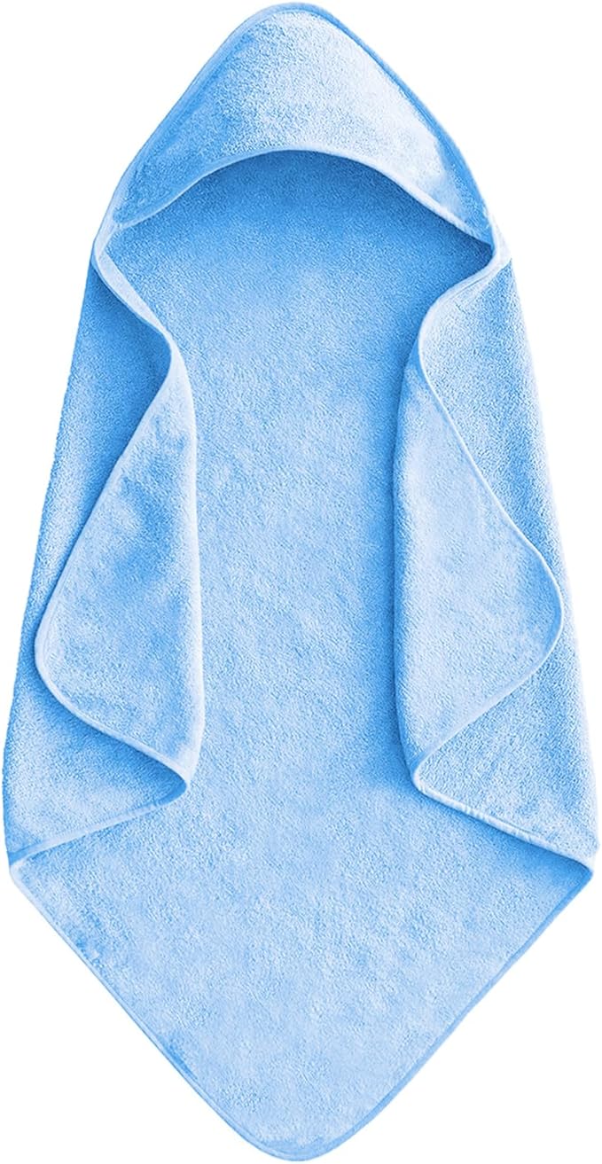 Baby Hooded Towels 31.5 * 31.5" Bath Towel for Newborn Toddler Infant Shower Ultra Absorbent Soft Bathrobe Blanket Boys and Girls(Blue)