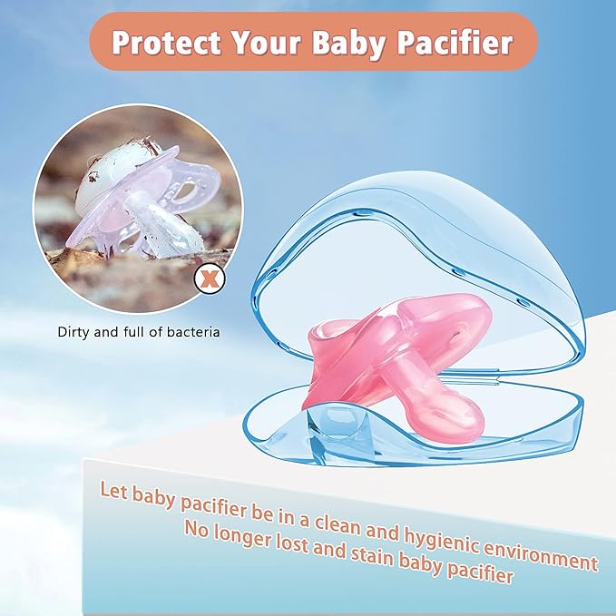 Smlpuame Pacifier Case,3 Pack BPA Free Pacifier Holder Case,Transparent Container Box for Baby Binky(Not Included),Essential Pacifier Accessories,Alway Keep Paci Clean,Easy to Clean(Blue)