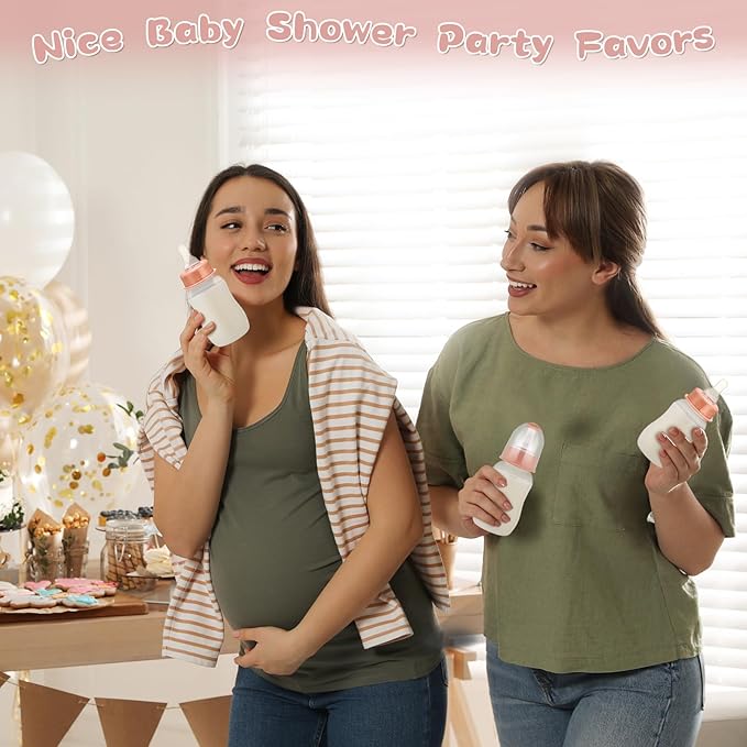 TrelaCo Bottle Chug Baby Shower Game 20 Pcs Baby Bottles Shower Favor with 1 Boho Theme Sign for Gender Reveal Party Supplies Gifts(Brown)