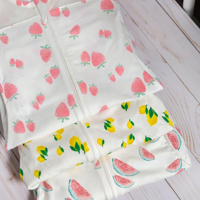 Happiest Baby SNOO Sleep Sack - 100% Organic Cotton Baby Swaddle Blanket - Doctor Designed Promotes Healthy Hip Development (Ivory Strawberries, Medium)
