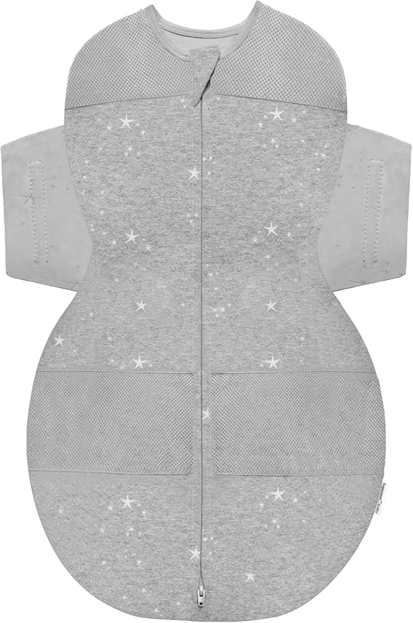 Happiest Baby SNOO Sleep Sack - 100% Organic Cotton Baby Swaddle Blanket - Doctor Designed Promotes Healthy Hip Development (Graphite Stars, X-Large)