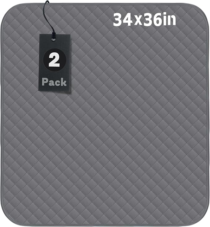 Bed Pads Washable Waterproof 34x36 Inch (2pack),Hide Stains Washable Incontinence Pads for Adults,Waterproof Bed Pads Washable,Bed Protector Pads, Slip Resistant Bed Pad for Kids,Toddlers,Pet