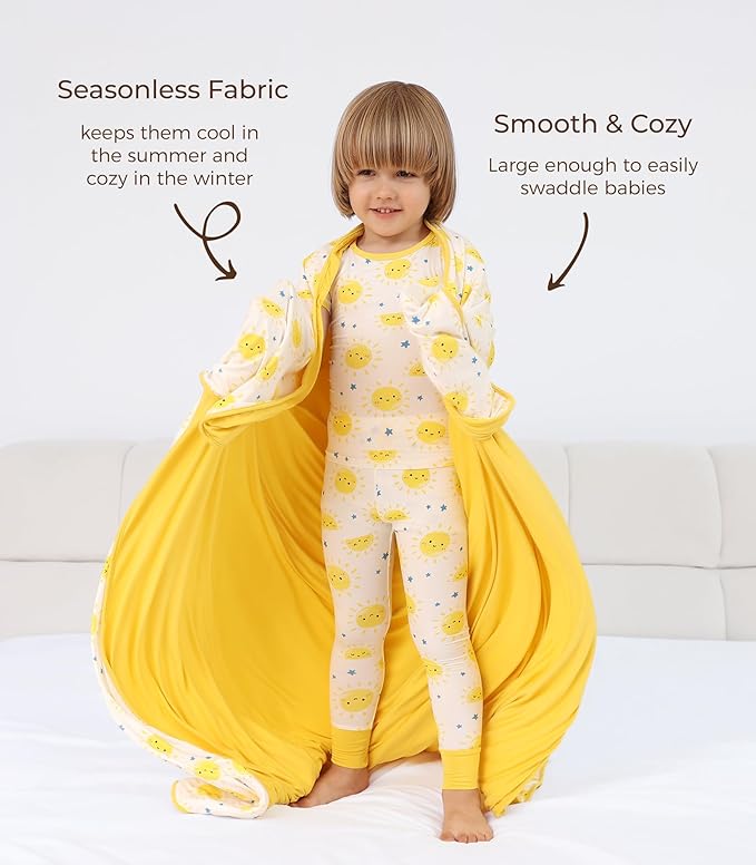 Premium Baby Blanket, Stretchy Quilt for Kid, Soft Crib Bedding for Newborn Baby and Toddler, Nursery Blanket for Boys and Girls, Viscose Made from Bamboo, 50'' x 50'' Sun