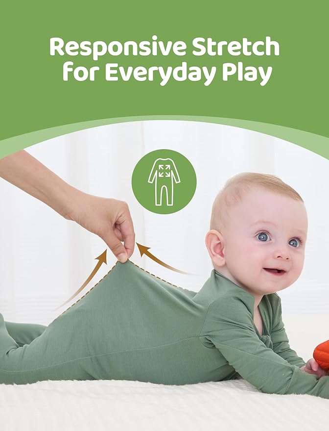 PATPAT Baby Footies Boys Girls - Bamboo Viscose - Zipper & Non-Slip Soles Romper Mitten - Footed & Footless Infant Clothes