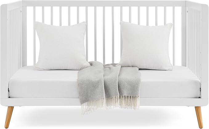 Tatum 3-in-1 Convertible Crib, White Finish, Solid Wood, Adjustable Mattress Height, Converts to Toddler Bed & Daybed, Fits Standard Full-Size Crib Mattress
